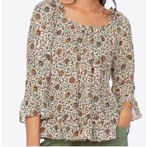 Tory Burch Soleil Floral Ruffle Print Blouse